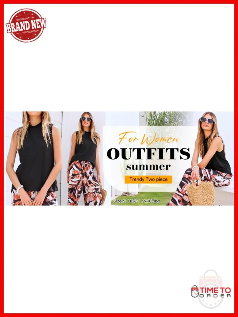 Two Piece Set Women Summer Mock Neck Wide Leg Pants Set Travel